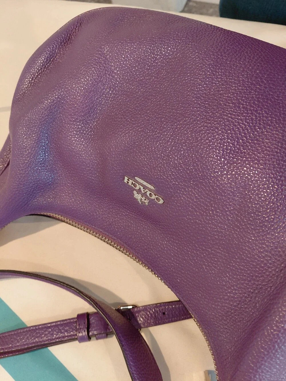 COACH  Slouch hobo In Purple Pebble Leather